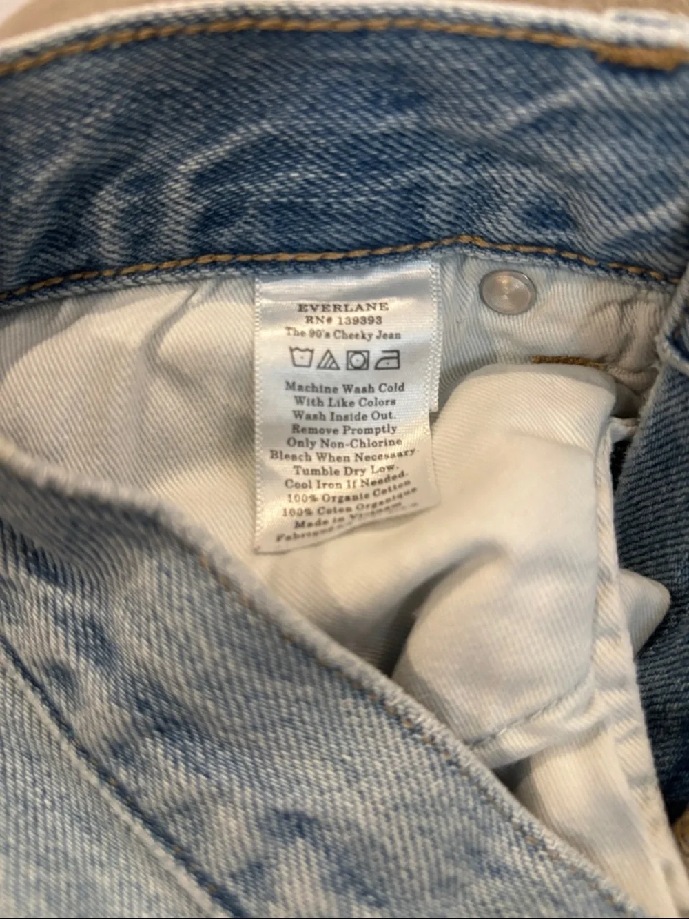 Everlane The Cheeky 90s Long Bermuda Light Wash Frayed Distressed Denim Shorts